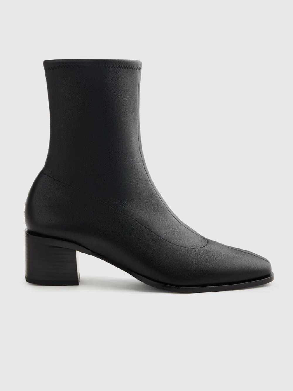 New Quince Italian Black Leather Stretch Sock Bootie - Retail $164